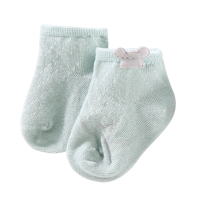 Aengbay 婴儿袜子新生儿提花网眼夏季薄款袜可爱超萌0一3初生短袜
