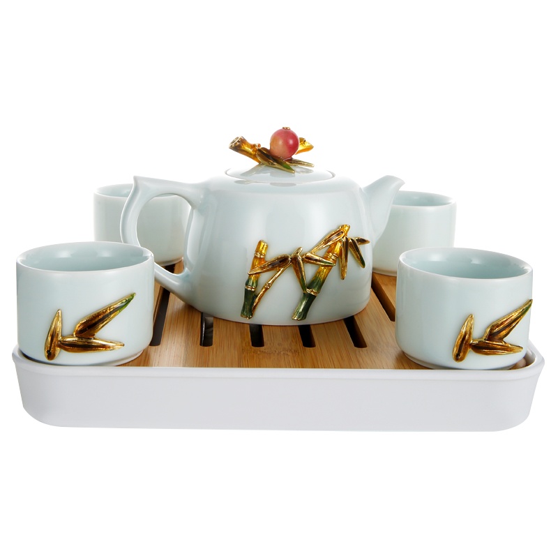 竹韵茶具6件套 S-71801J 陶瓷茶具功夫茶具套装 (单位:套)