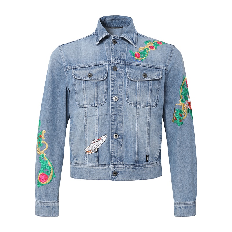 范思哲/VERSACE 19春夏新品 男士翻领牛仔夹克 意大利 新款