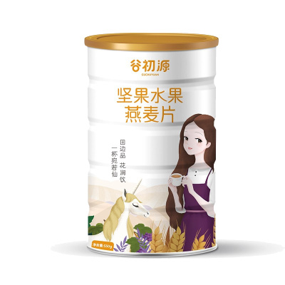 谷初源 坚果水果燕麦片 即食干吃冲饮营养早餐免煮代餐速食550g罐装