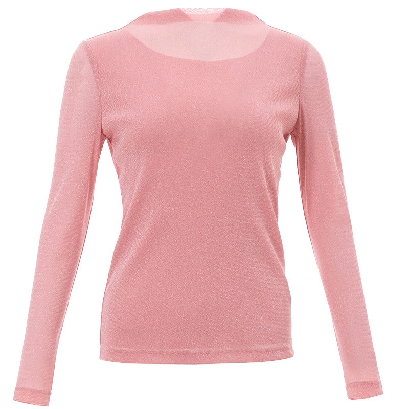 LIEDOW/蕾朵打底衫女2019春季新品套头衫修身长袖亮丝雪纺上衣女