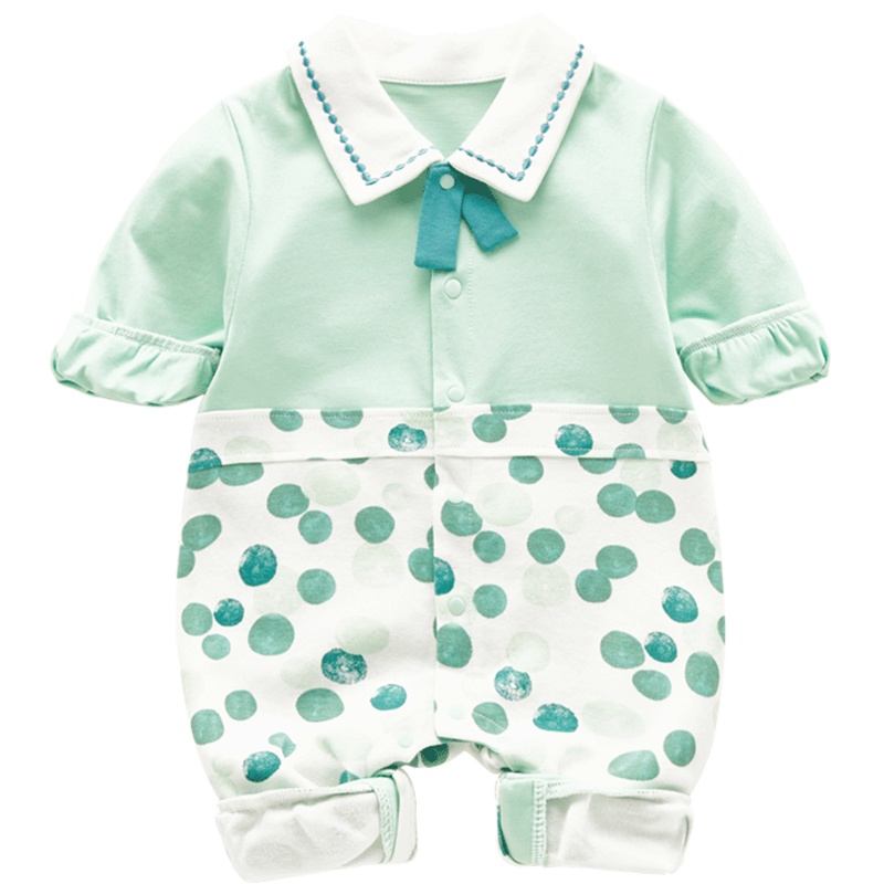 优简宝宝连体衣春夏婴儿外穿棉对襟连体衣长爬服外出服儿童家居服