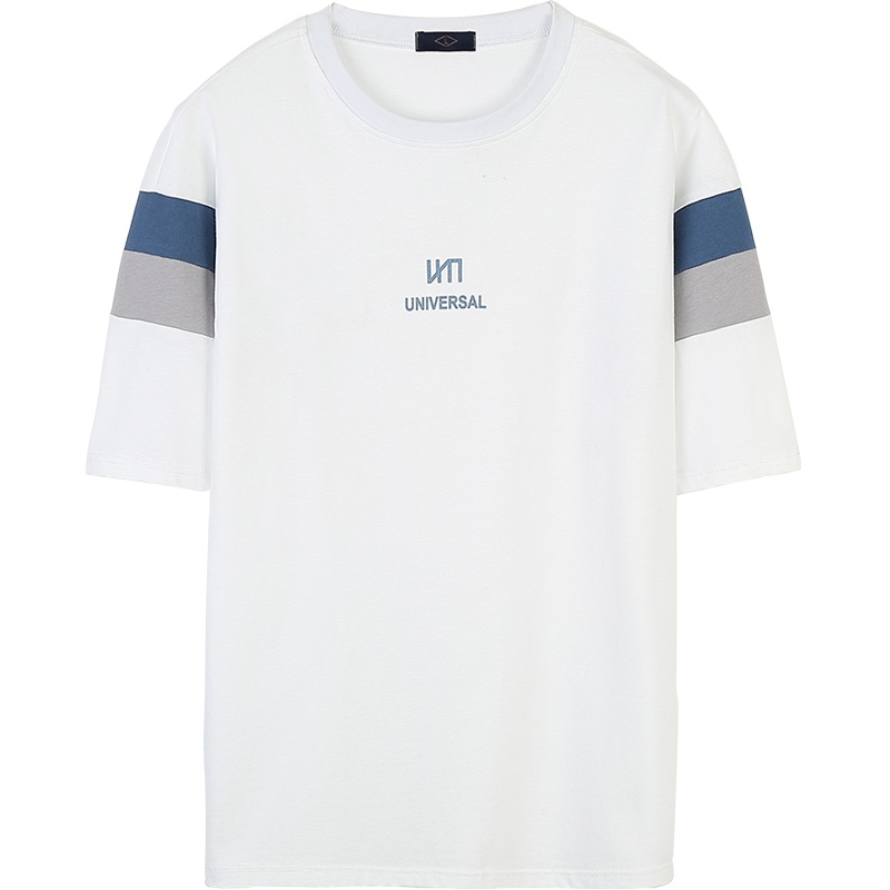 纯棉短袖女2020夏新品圆领拼色宽松体恤港味中性风上衣