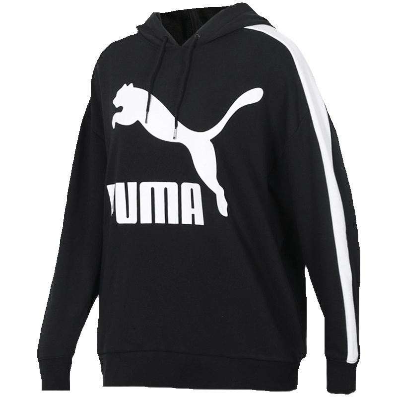 彪马PUMA 女子 帽衫 套头衫 CLASSICS LOGO T7 针织卫衣 579056 51黑色L码