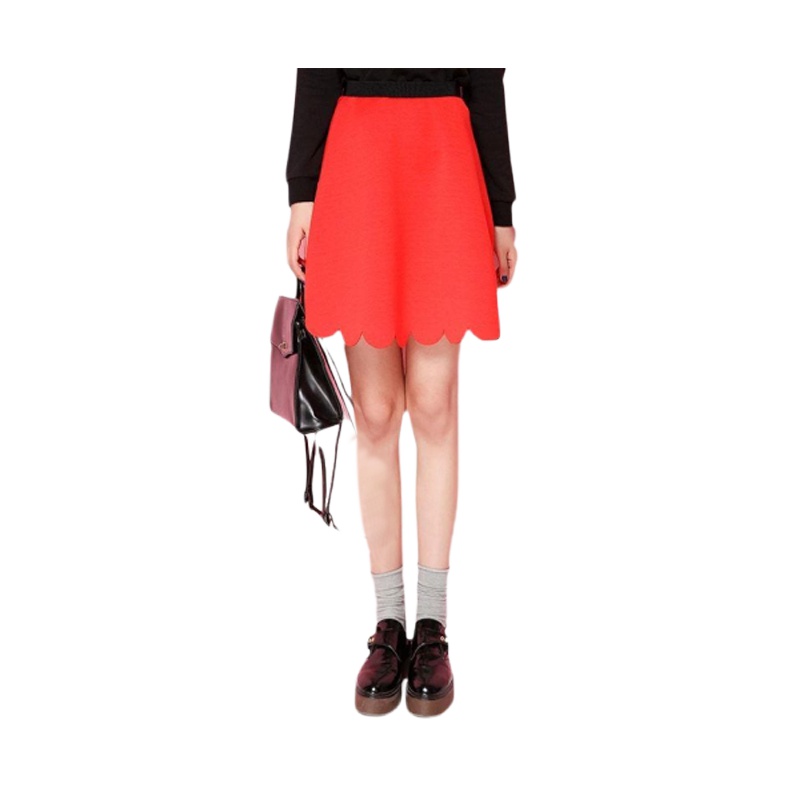 【福利款】拉夏贝尔Candie’s春新款时尚活力亮纯色高腰伞裙半身裙子30061021