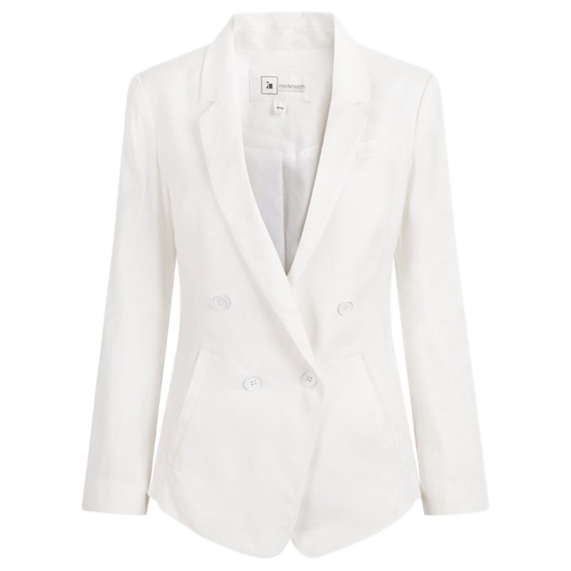 【福利款】拉夏贝尔袖中开叉修身双排扣西装短外套