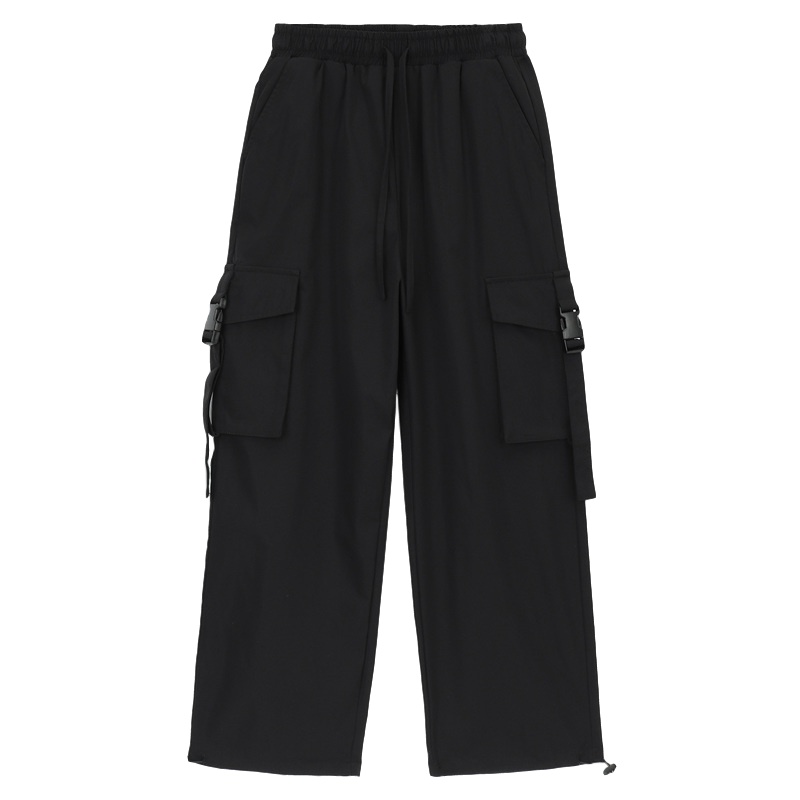 唐狮新款工装裤女宽松黑色休闲裤显瘦高腰直筒束脚裤子春秋