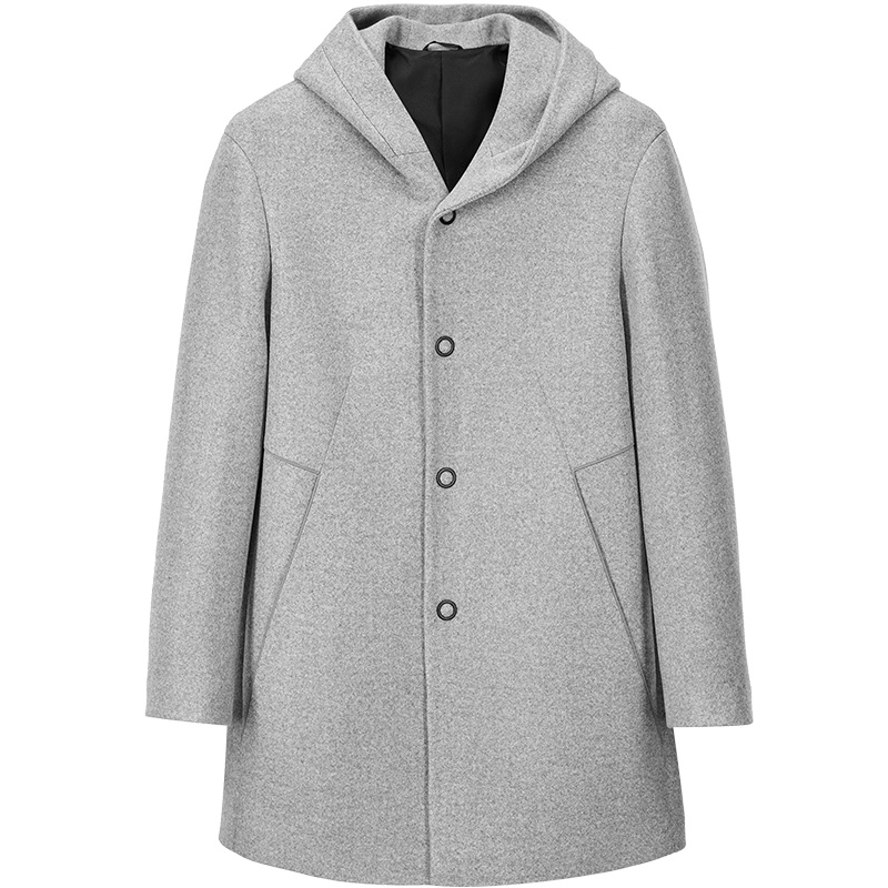 HLA海澜之家净色针织大衣2019冬季简约连帽外套男 HWDAD4R048A