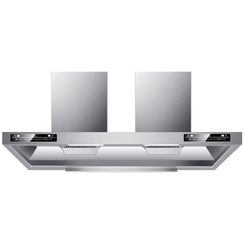 [升级版70立方]欢呼好太太饭店农村土灶柴火灶抽油烟机 大吸力餐饮食堂商用油烟机顶吸式不锈钢排烟机罩1.8米双头自动清洗