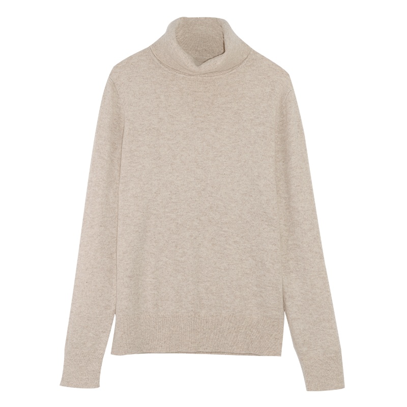 金菊秋冬新款洋气短款上衣女100%羊毛长袖纯色针织打底衫