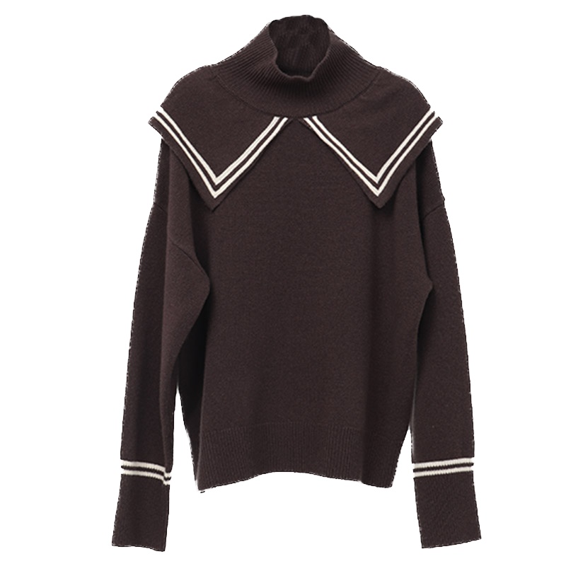 ENJOY'ME女装2019冬季新品海军风高领娃娃领羊毛套头毛衣