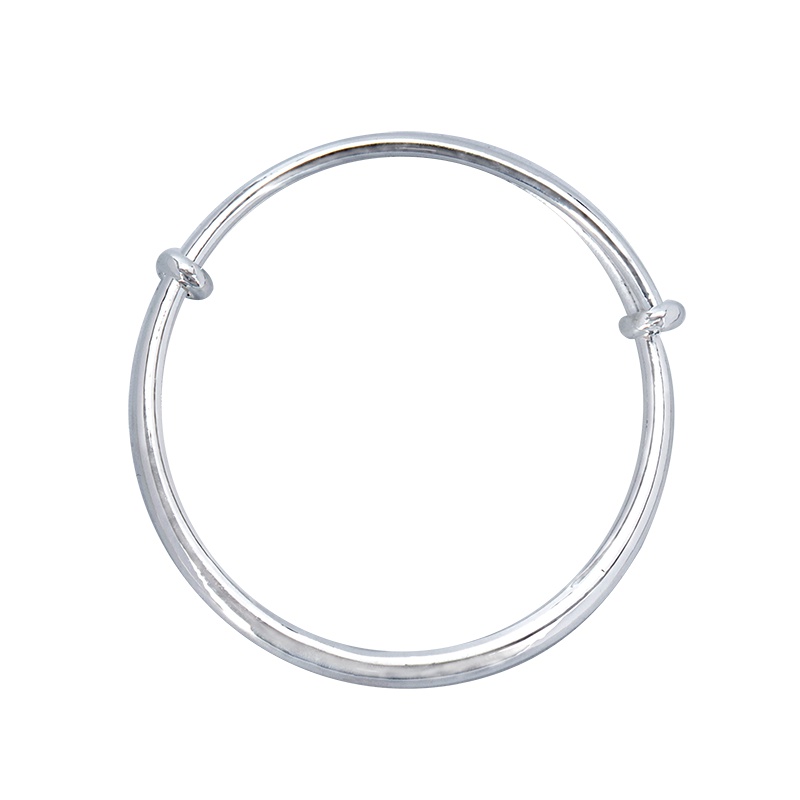 金一足银S990宝宝新生儿满月百天儿童手镯一对儿童光圈圆管纯银手镯 BFER006 （定价）