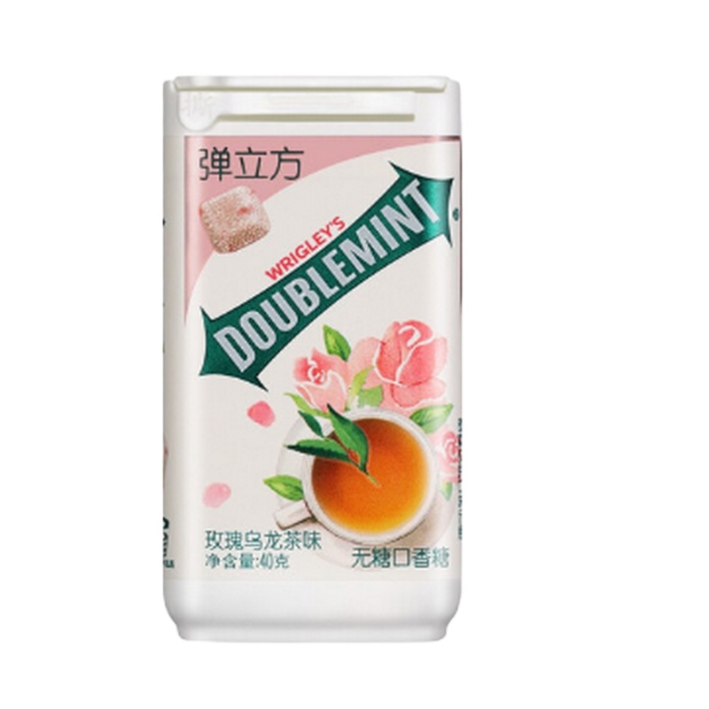 绿箭口香糖 薄荷味片装整箱清新口气 绿箭弹立方无糖口香糖 弹立方玫瑰乌龙茶味18粒40g*1瓶