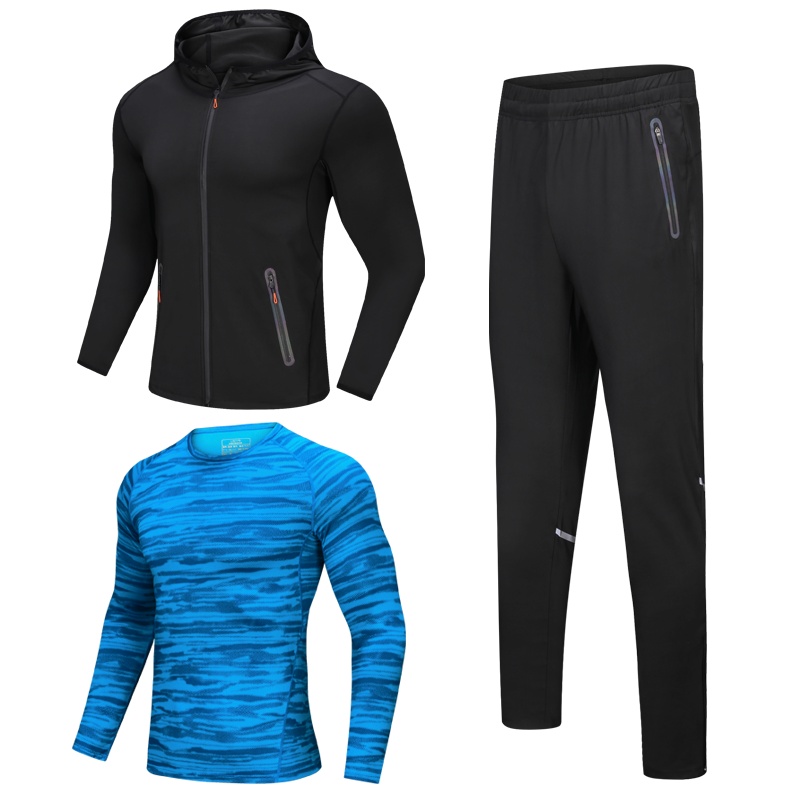 木林森(MULINSEN)春秋新款运动套装男健身房训练紧身速干篮球服跑步服两件套三件套速干衣裤套装