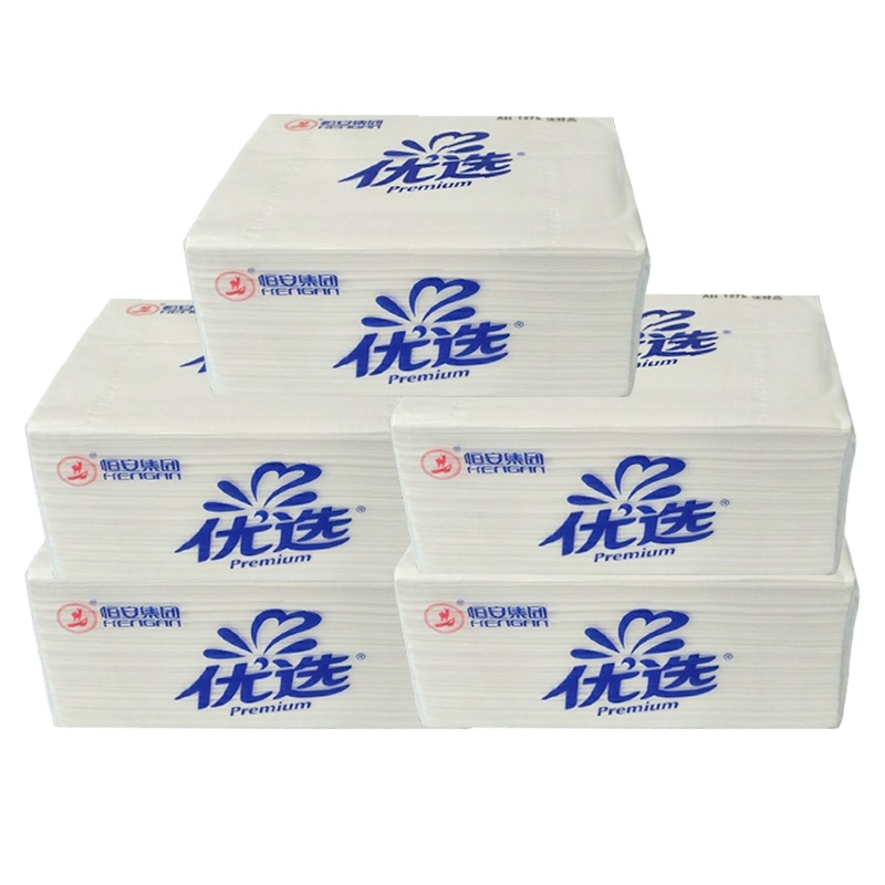 心相印优选系列白皮抽纸一份五包三层120抽餐巾纸面巾纸家庭装