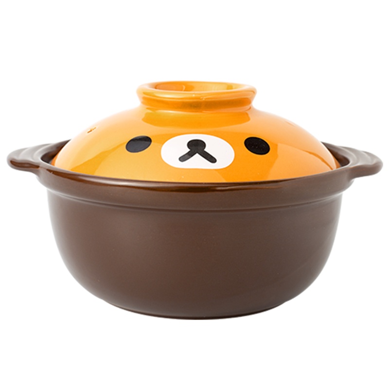 红厨 日式砂锅炖锅耐高温瓦罐汤煲陶瓷小号沙锅煲卡通家用明火燃气汤锅 19cm和风小鱼日式砂锅