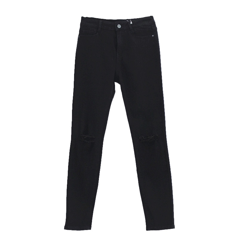 鸭鸭(yaya)女士时尚休闲牛仔裤棉修身长裤牛仔弹力直筒小脚裤子DSH06G0060