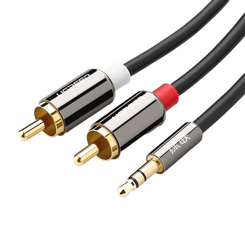 绿联 AV116音频线 一分二3.5mm转双莲花头rca插头手机电脑接功放音箱通用低音炮线输出入转换线音响连接线