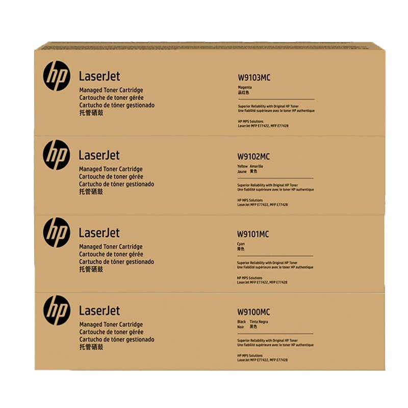 惠普HP W9100MC-W9103MC 黑/青/黄/红四色套装硒鼓粉盒 (适用E77422DN E77428DN)