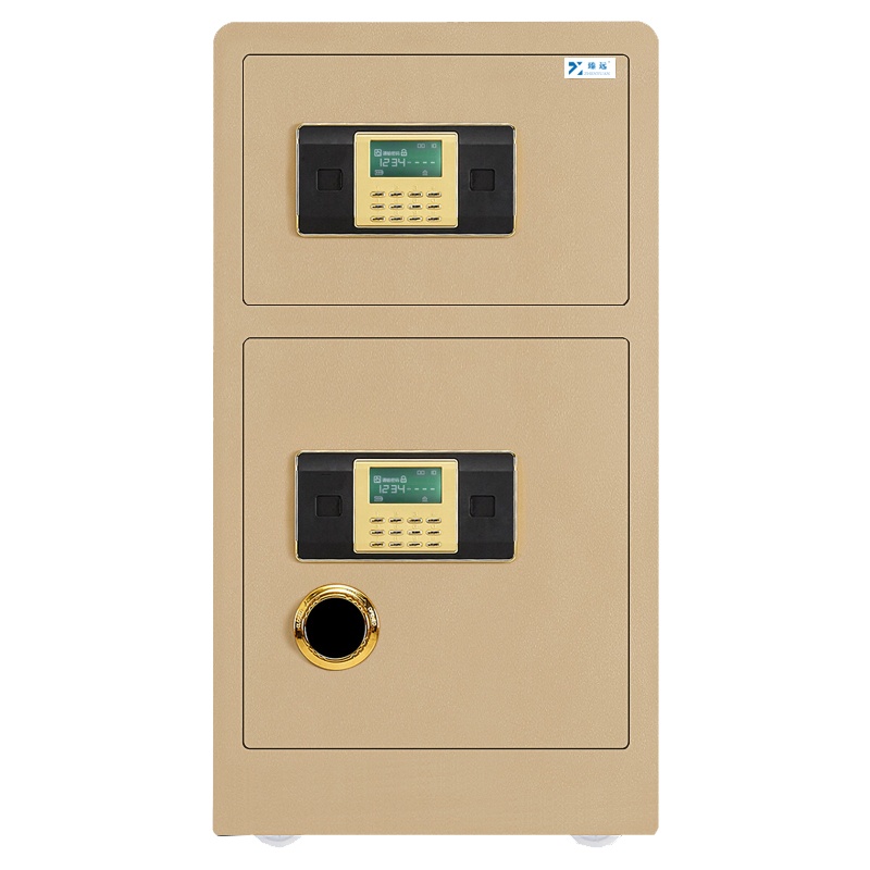 臻远全钢实心防盗保险柜 高150cm双门双层密码款土豪金色