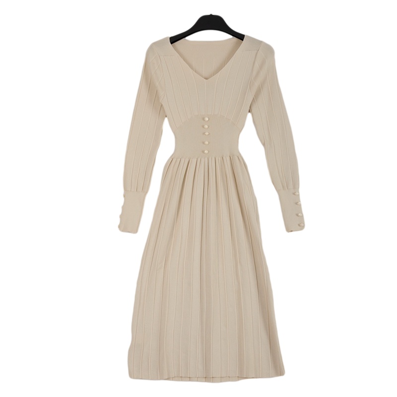 拉夏贝尔Laetia轻奢名媛v领收腰显瘦气质连衣裙911612004