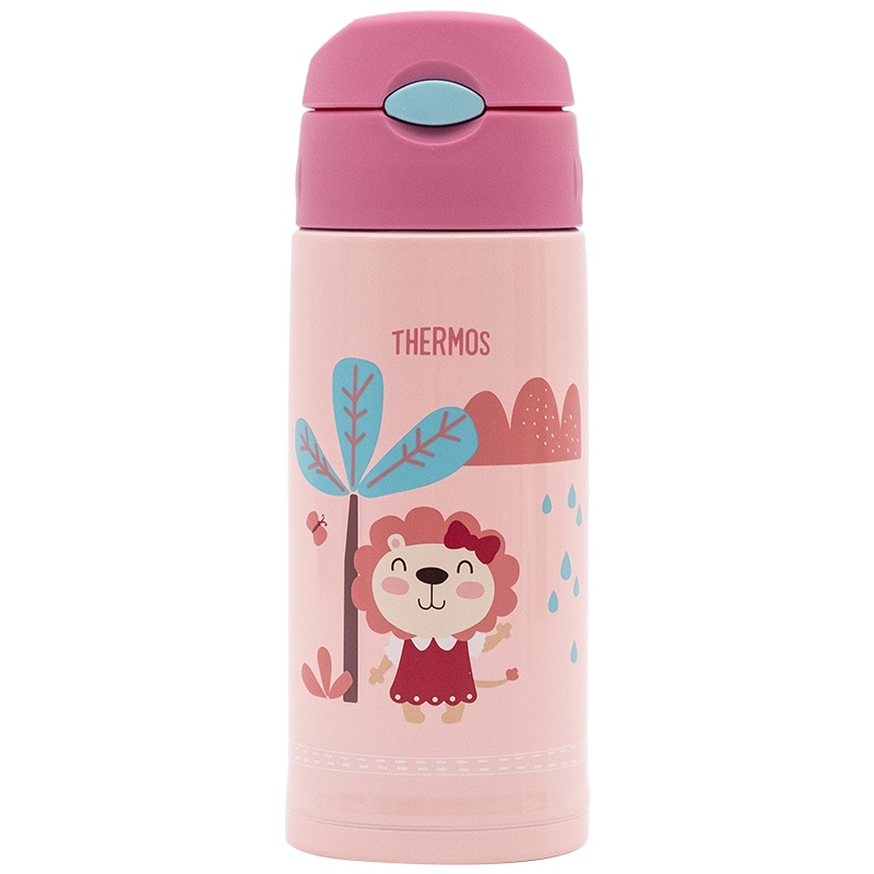 膳魔师(THERMOS)孕婴童保温杯FFG-603WF-PK儿童吸管杯带杯套双盖大容量儿童水杯多功能保温壶 600ML