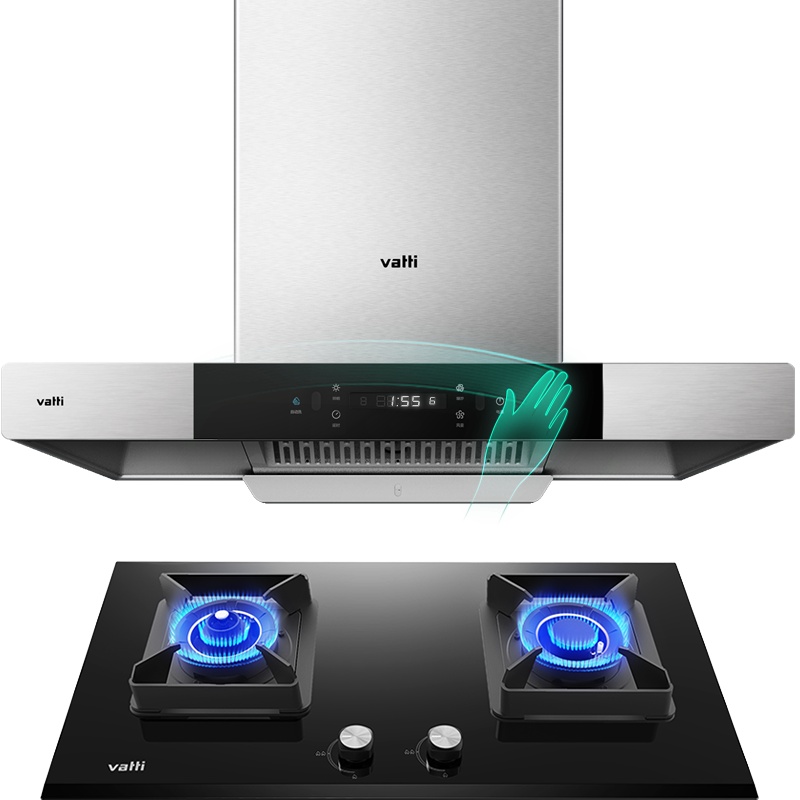 华帝(vatti)21立方挥手智控欧式油烟机灶具套餐i11137+53BF天然气4.5kW防干烧自动洗420Pa强劲速排
