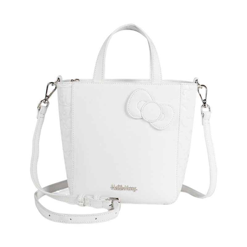 Hello Kitty凯蒂猫 纯色蝴蝶结女士单肩手提包 白色