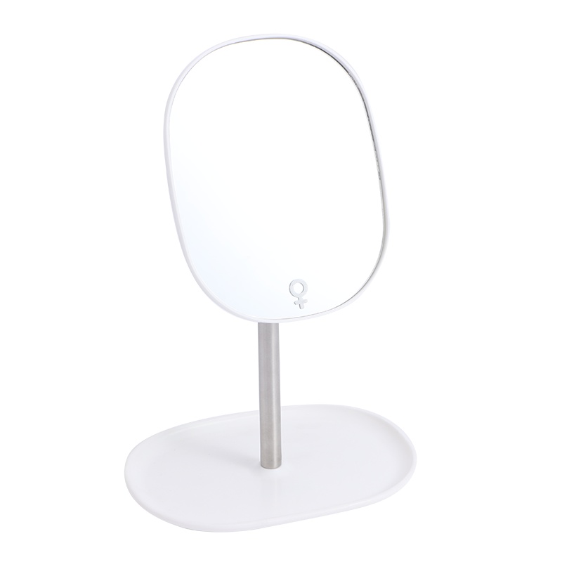 欧润哲 镜子 白色可旋转款 台式梳妆镜家用宿舍便携式用镜