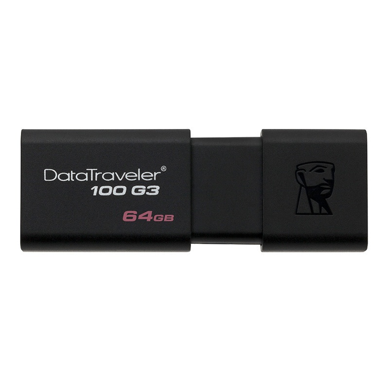 金士顿(Kingston)DT100G3 64GB USB3.0 U盘 黑色 商务滑盖 高速便捷