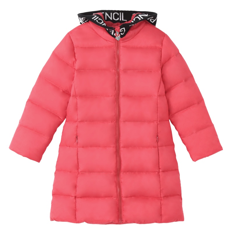 铅笔俱乐部童装2019秋冬新款女童中长款羽绒服中大童连帽羽绒服