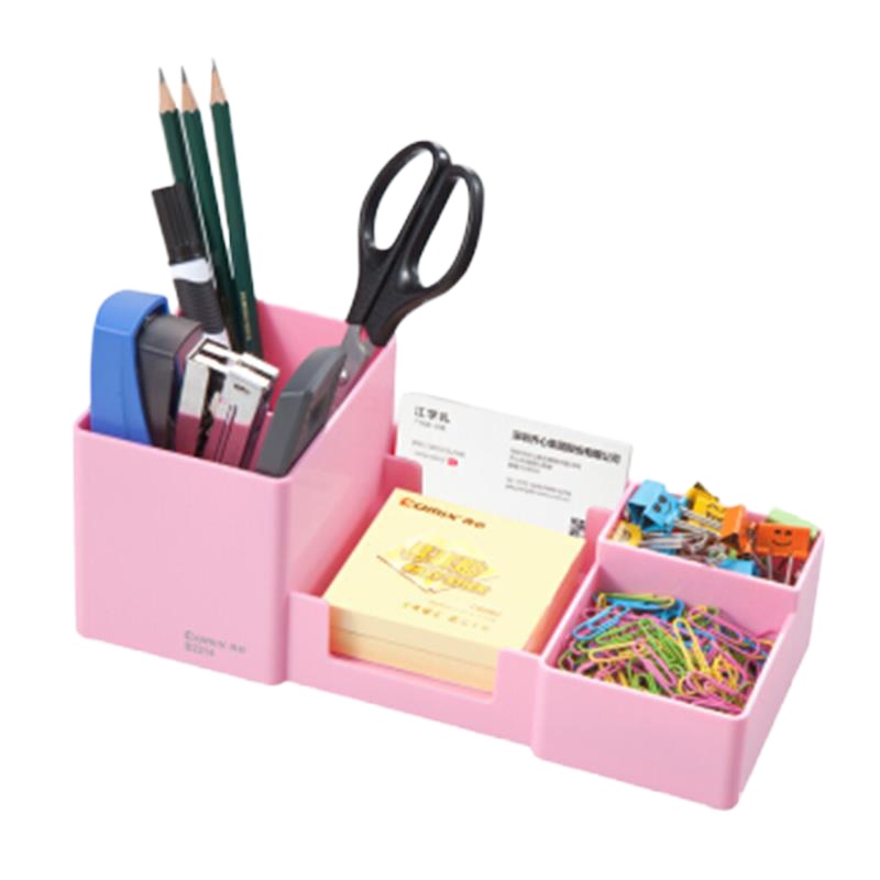 齐心(COMIX) B2214多功能笔座多格分类收纳办公学习桌面收纳 白色 1个装
