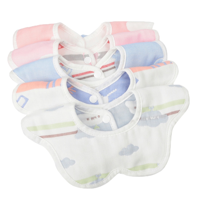 秋冬婴儿纱布围嘴6层纯棉360°旋转口水巾小孩三角巾宝宝围兜
