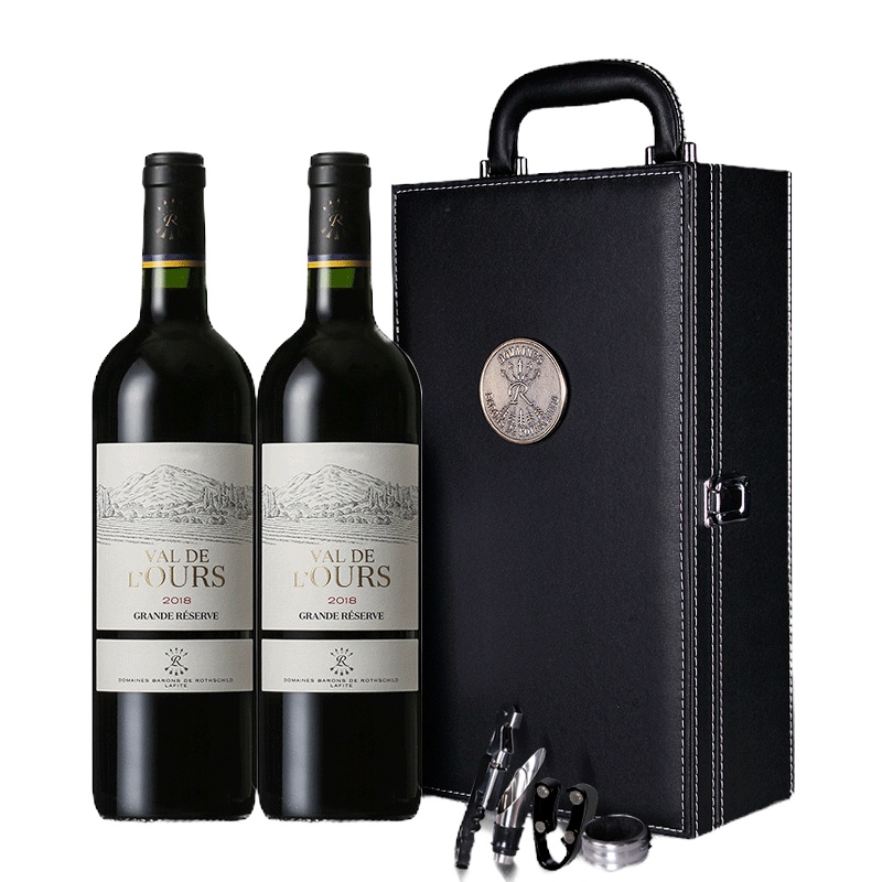 法国原瓶进口拉菲罗斯柴尔德雾禾山谷珍藏红葡萄酒双支礼盒装750ML*2