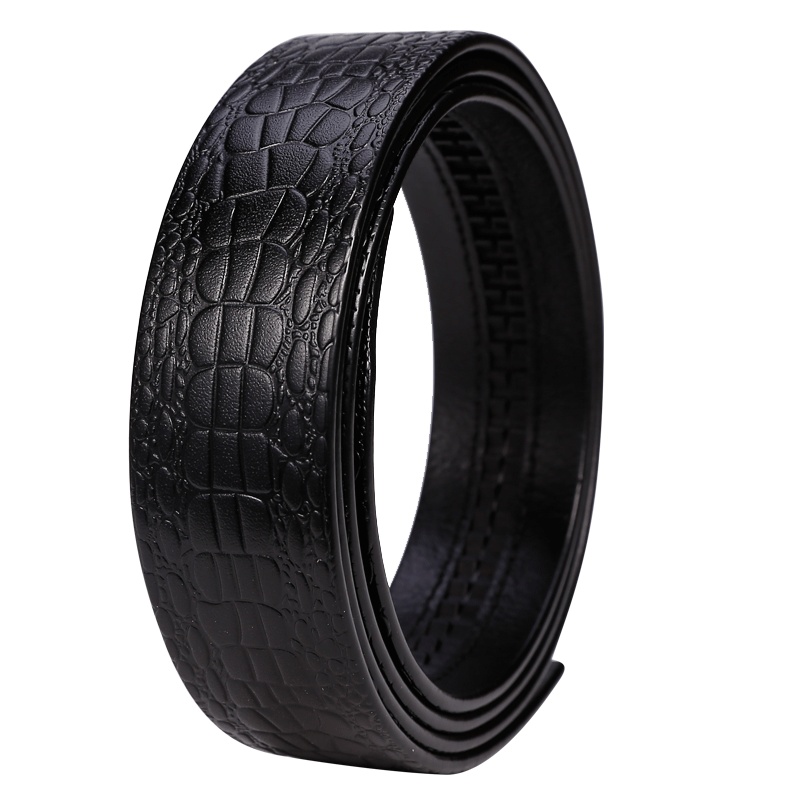 无头皮带男商务自动扣针扣男士不带头纯牛皮光身头层平滑扣腰带新