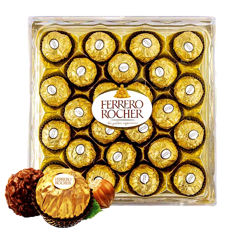 费列罗（Ferrero Rocher）榛果威化糖果巧克力 24粒礼盒装300g