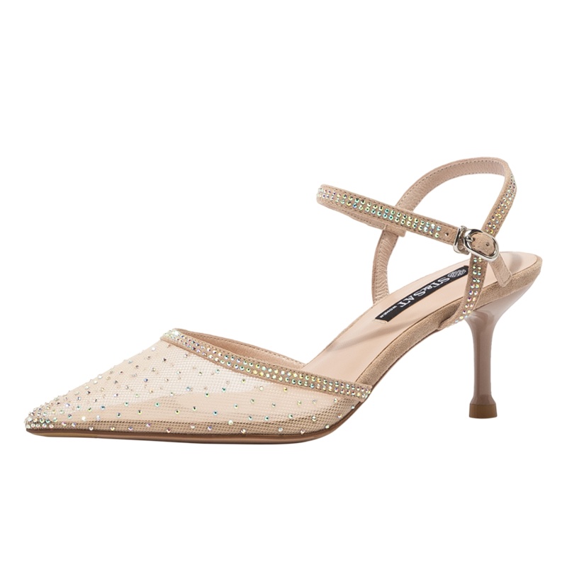 St&Sat/星期六夏季新款一字式扣带优雅高跟鞋包头凉鞋SS02114265