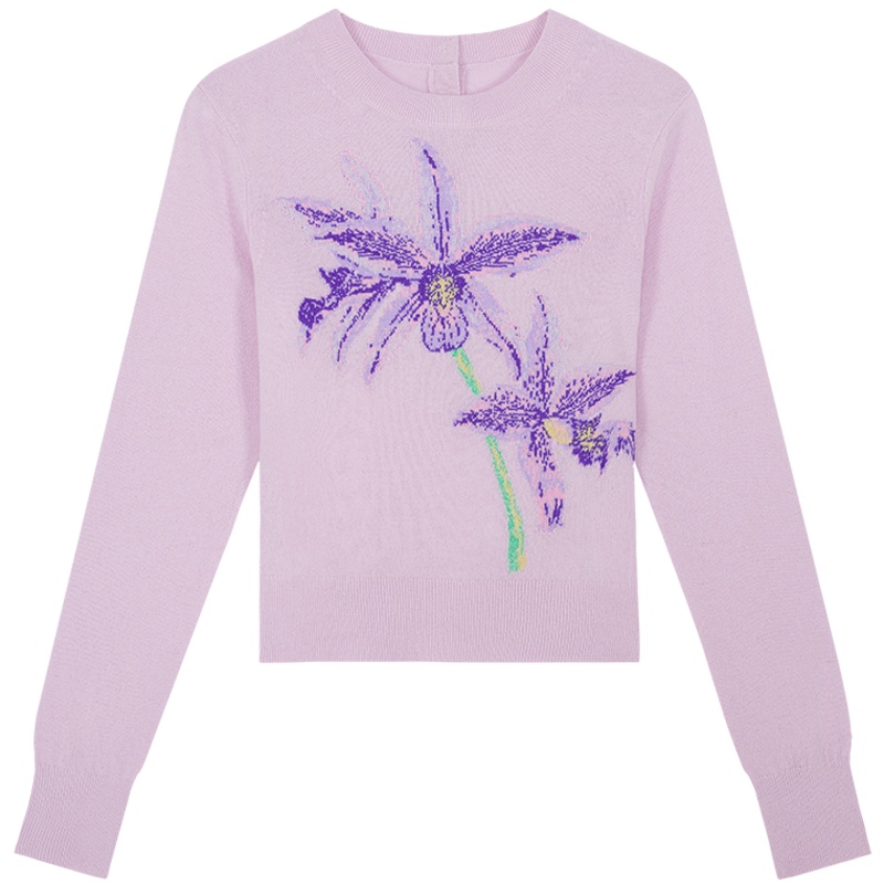 ERDOS/鄂尔多斯[兰花诗集]21年圆领提花女套衫