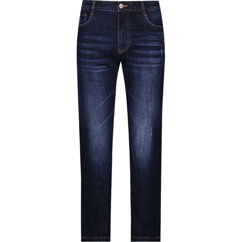 Brloote/巴鲁特牛仔裤 男士水洗磨白牛仔长裤男春秋季棉弹修身小直筒休闲裤 牛仔蓝