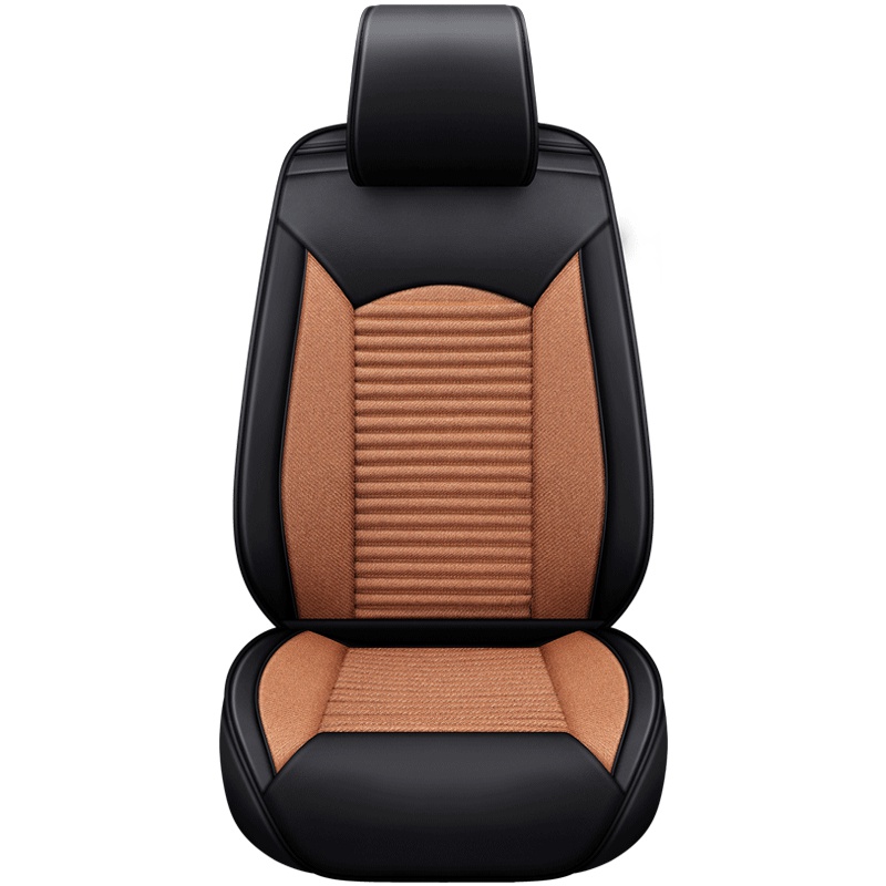 布雷什(BOLISH)五座四季通用汽车坐垫汽车座垫夏季坐垫仿亚麻全包汽车座套车坐垫座椅套TY1802标准款黑咖色厂家直发