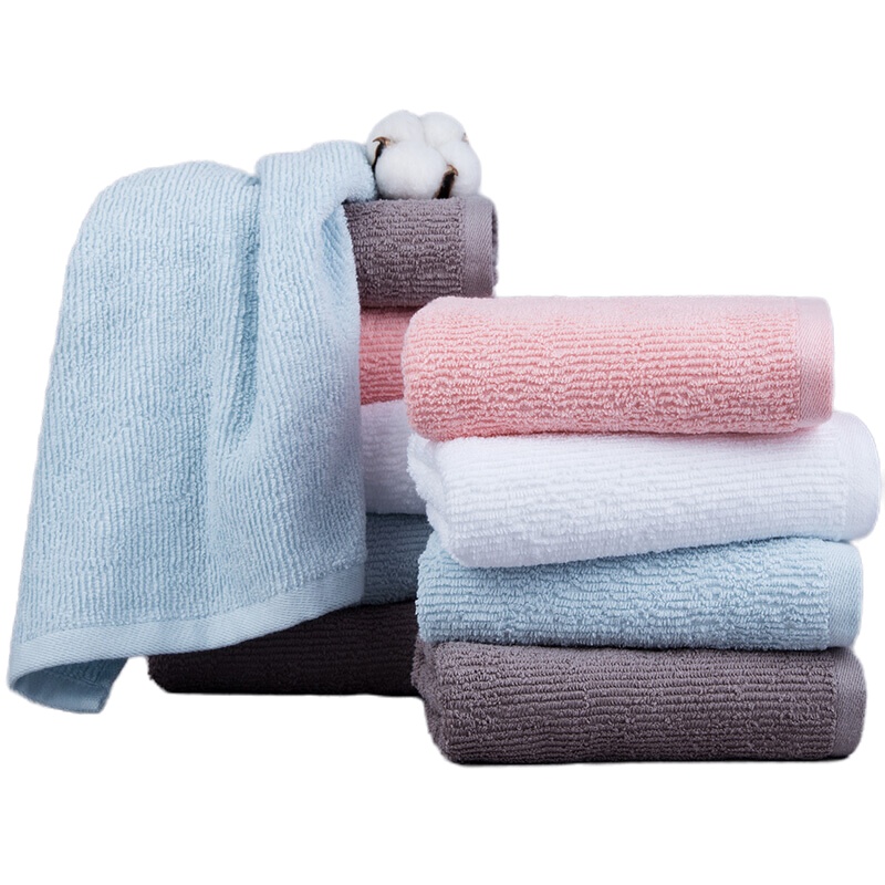 三利 毛巾10条装 纯棉洗脸巾全棉淡雅吸水面巾