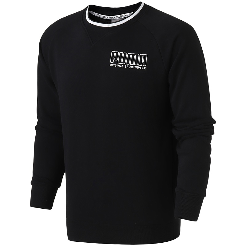 PUMA彪马男装运动休闲针织套头衫圆领卫衣运动服844126 L 84412601黑色