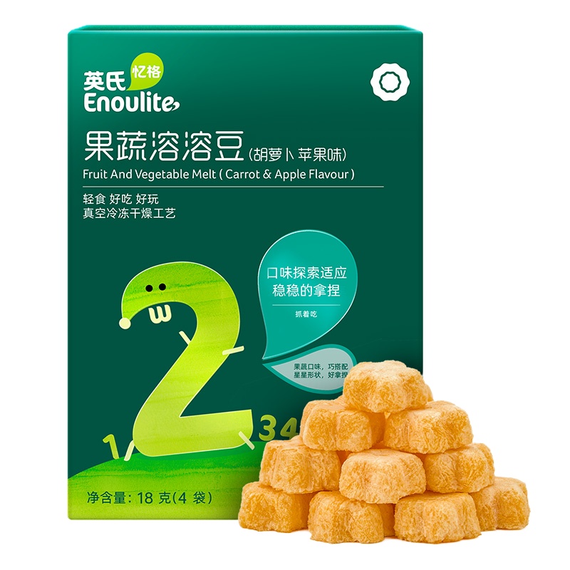英氏(Engnice)果蔬溶溶豆(胡罗卜苹果味)18g 2阶 零食混合水果溶豆 入口易化 儿童零食