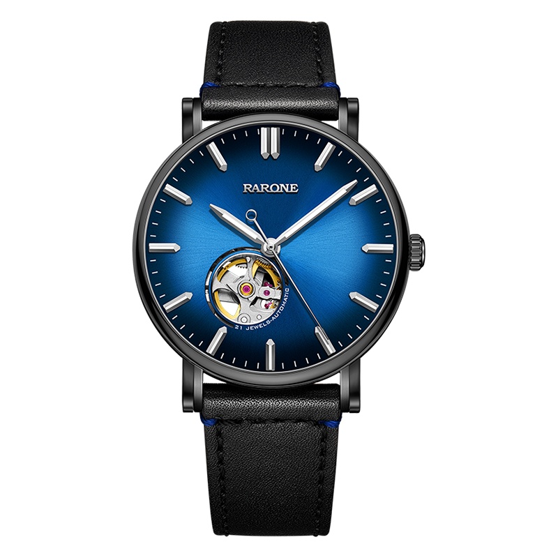 雷诺RARONE军舰系类极光机械男士手表镂空时尚皮带自动机械男表8670309