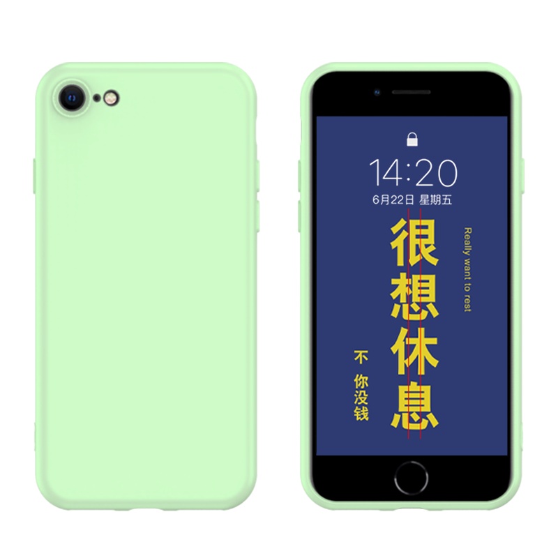 ESCASE 适用苹果se2手机壳iphone7/8保护套7P软壳8P液态硅胶全包镜头超薄防摔男女款纯色简约紫色抹茶绿