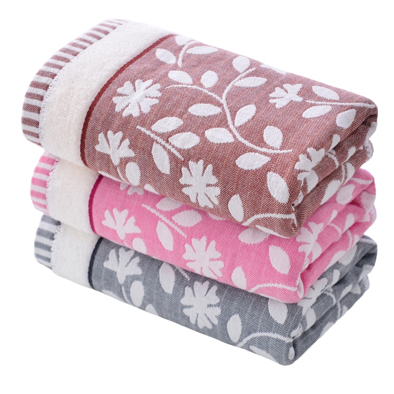 洁丽雅(Grace)毛巾纯棉柔软亲肤一半纱布一半毛圈吸水毛巾三条装颜色随机搭配