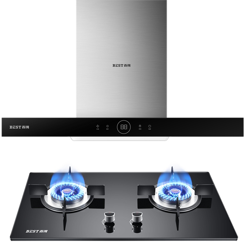 华帝股份百得(BEST)烟灶套餐E106+DZ37B天然气欧式顶吸式抽油烟机燃气灶套装油烟机灶具两件套