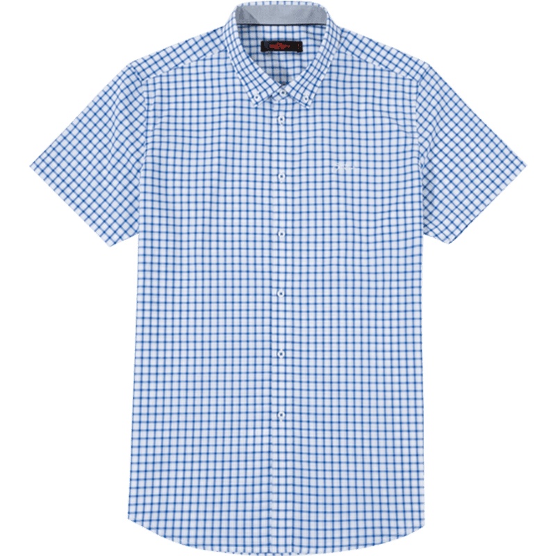 柒牌男装短袖衬衫2021夏季时尚休闲格子半袖商务男士纯棉透气短衬