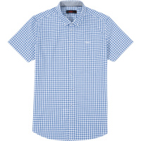 柒牌男装短袖衬衫2021夏季时尚休闲格子半袖商务男士纯棉透气短衬