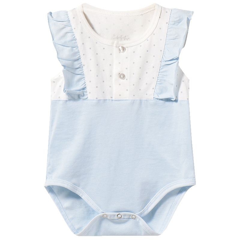 童泰TONGTAI婴幼儿内衣纯棉胸开包屁衣1-18个月女宝宝飞袖连体衣爬服婴幼儿通用80cm